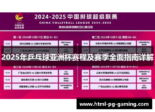 2025年乒乓球亚洲杯赛程及赛季全面指南详解