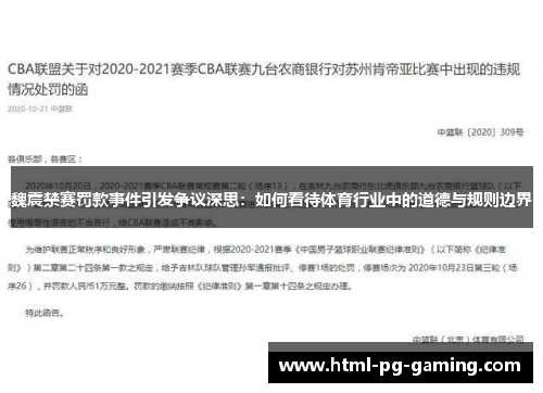 魏震禁赛罚款事件引发争议深思：如何看待体育行业中的道德与规则边界