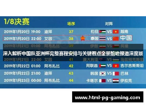深入解析中国队亚洲杯完整赛程安排与关键看点全景前瞻报道深度版 深入解析中国队亚洲杯完整赛程安排与关键看点全景前瞻报道深度版